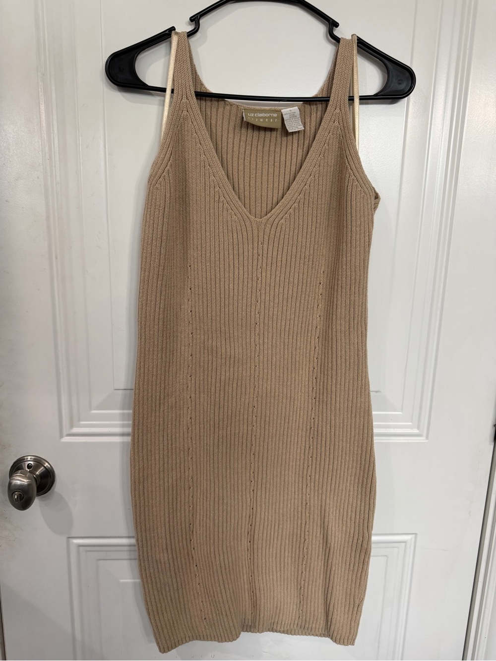 Liz Claiborne Beige Ribbed Knit Tank Dress